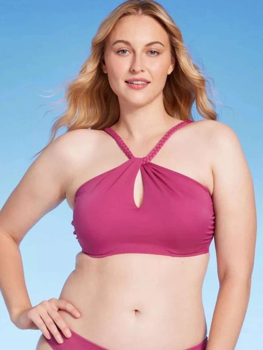 Women's Shade & Shore High Neck
Braided Strap Bikini Top Purple Size
38D